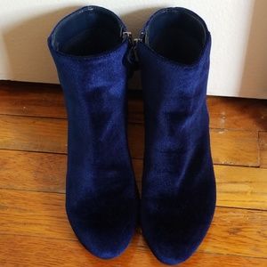 Metaphor Navy Blue Velvet Booties